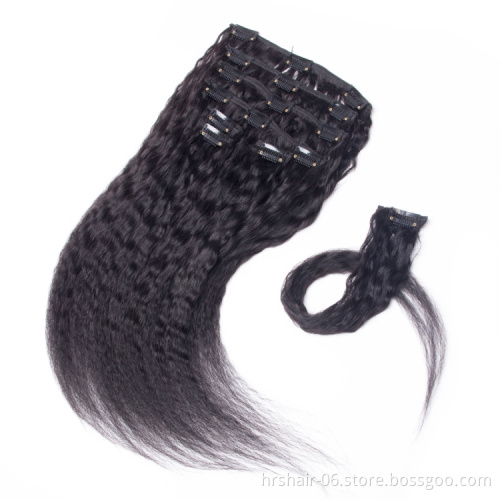Eurasian Remy Human Hair Clip ins 7pcs set 70G 100G 120G Kinky Straight Clip in Hair Extensions